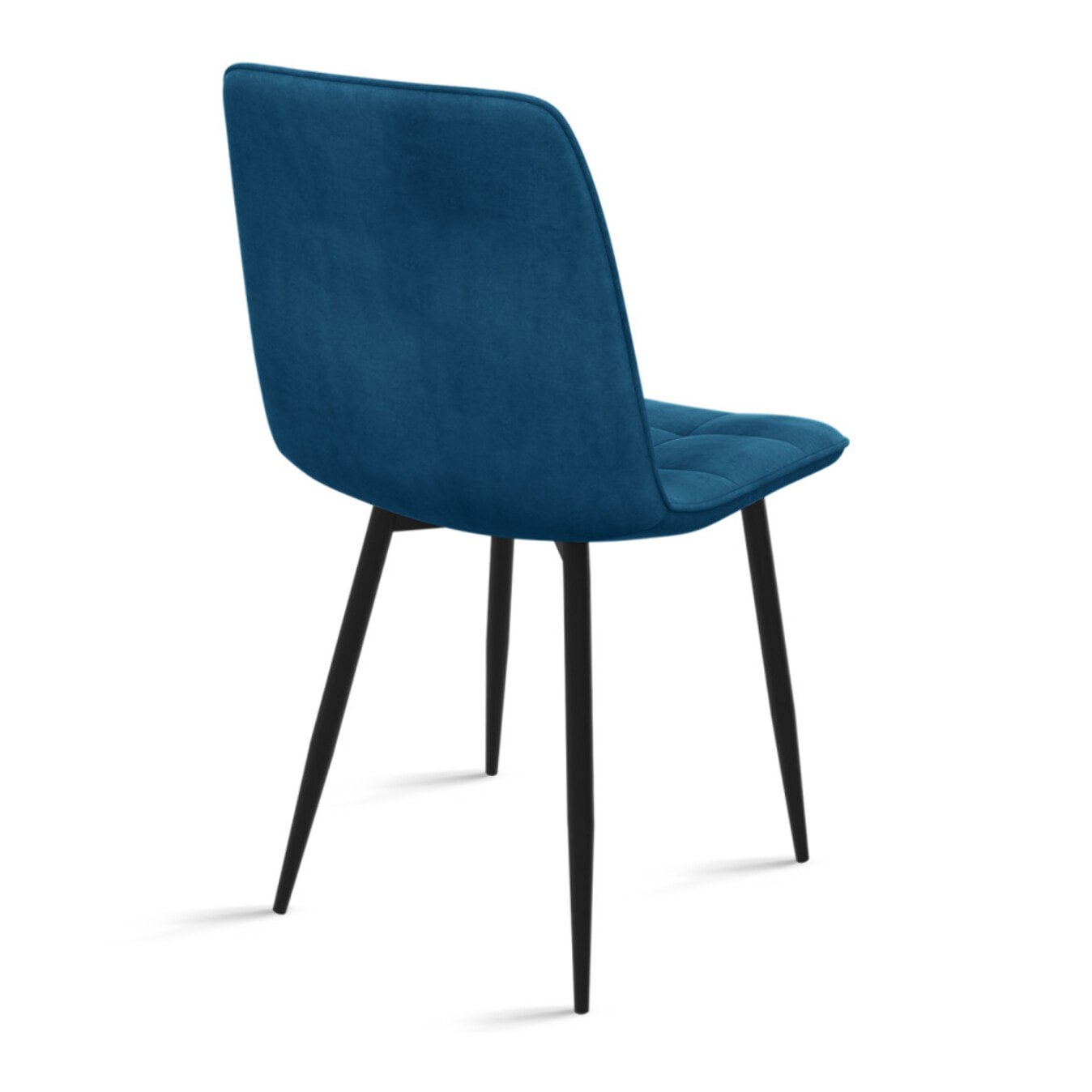 Chaises Linda velours bleu pieds noirs - lot de 6