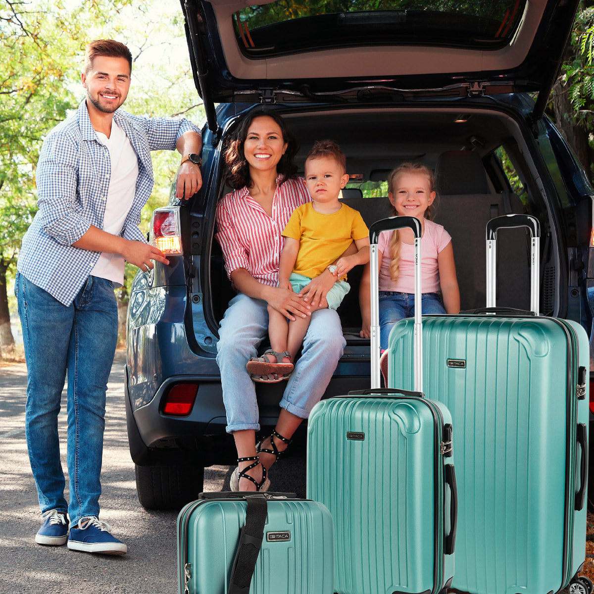 Juego De Maletas Rígidas Abs Itaca Sevron Aguamarina