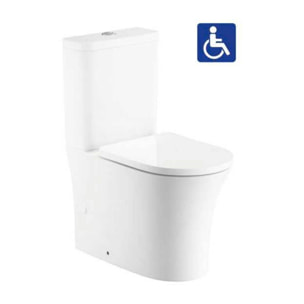 Pack Wc PMR + Manguito Conector | Inodoro Adaptado | Movilidad Reducida | Tapa Amortiguada | Doble Descarga | Salida Dual | Alday