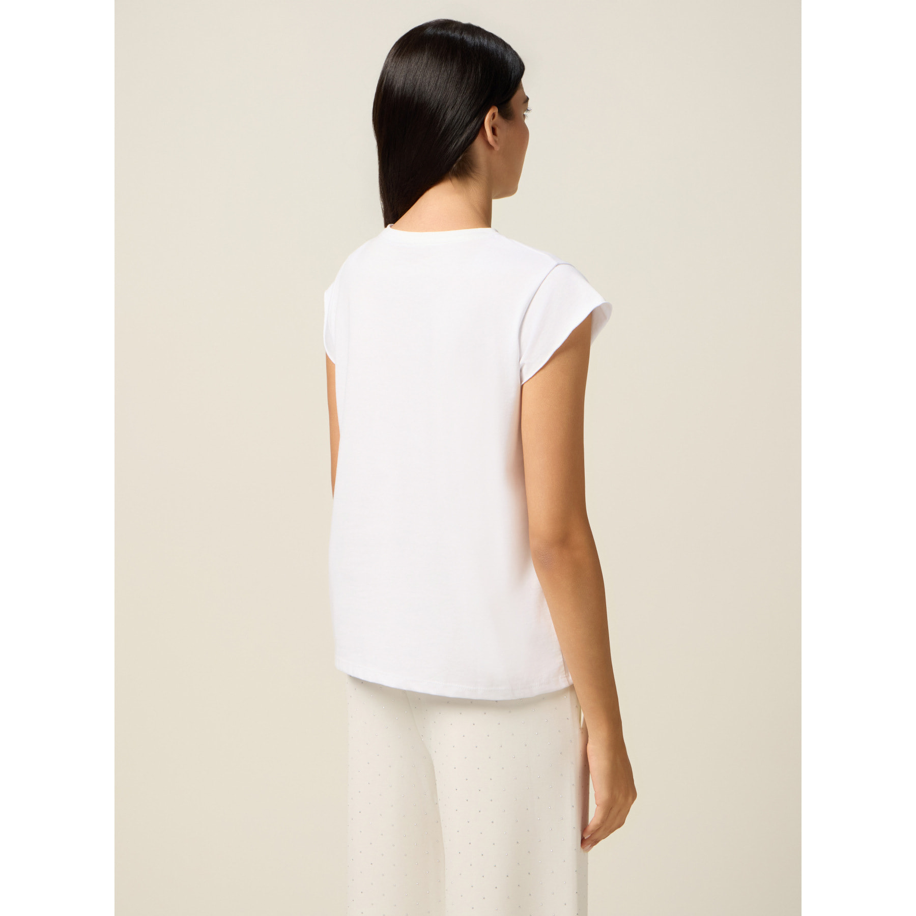 Oltre - T-shirt con ricamo lettering - Bianco