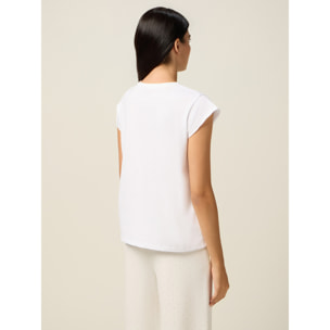 Oltre - T-shirt con ricamo lettering - Bianco