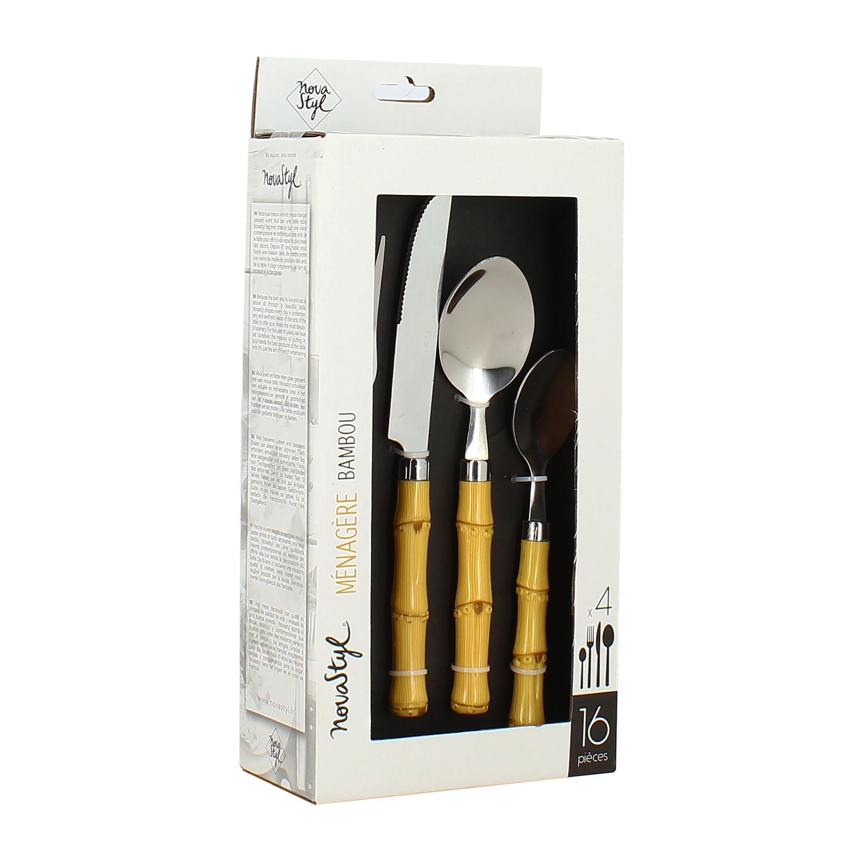 Ménagère 16 pièces en bambou et acier inoxydable