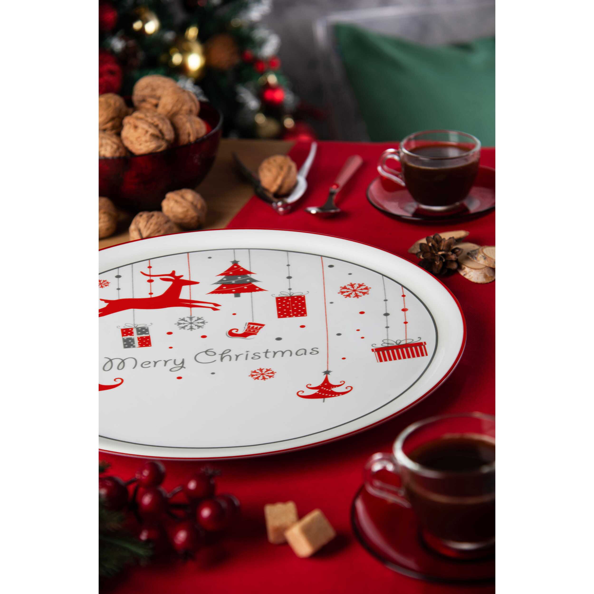 Set 6 Piatti Panettone Excelsa- Merry Christmas, Porcellana Multicolore