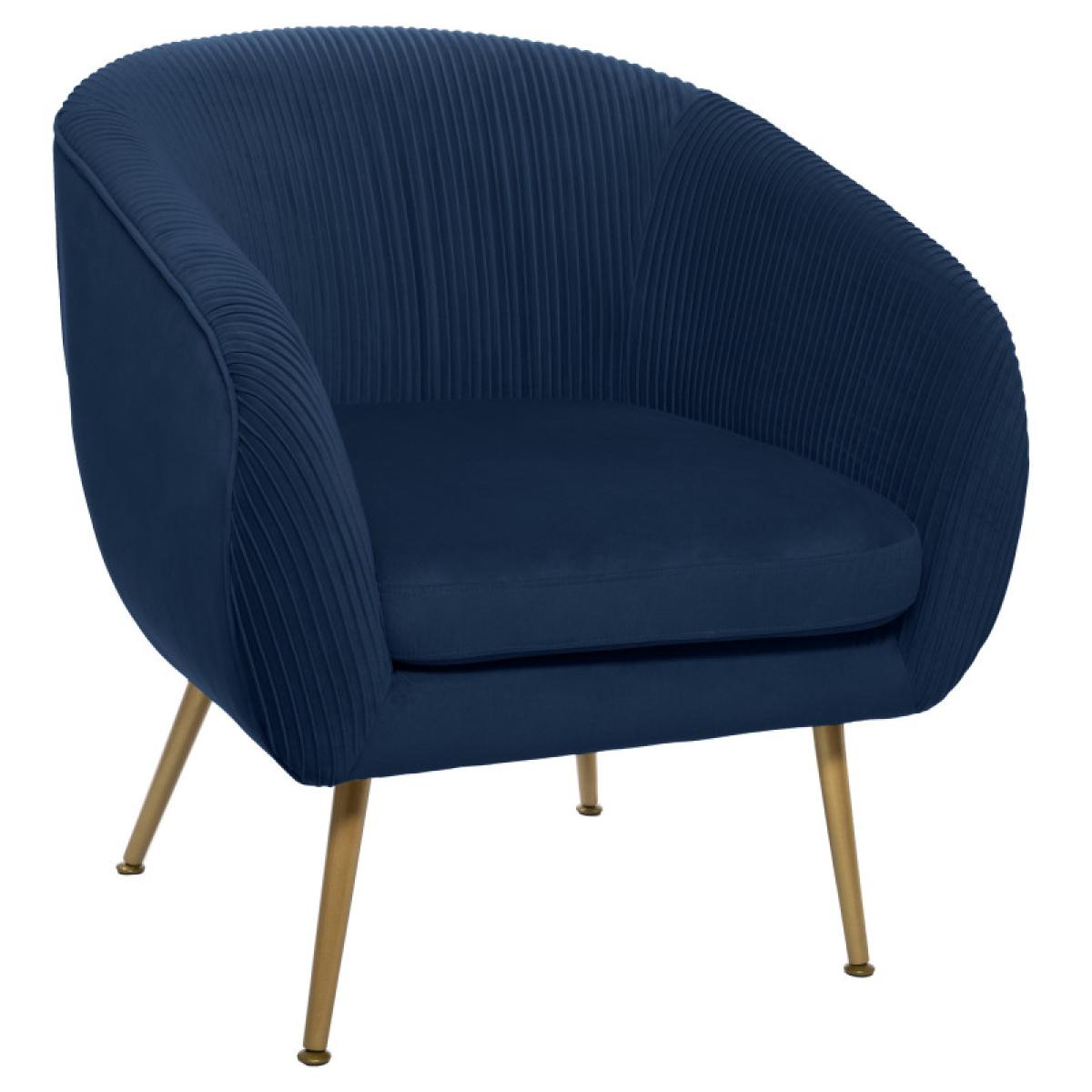 Fauteuil ''Solaro'' en velours plissé Atmosphera - Couleur: Bleu