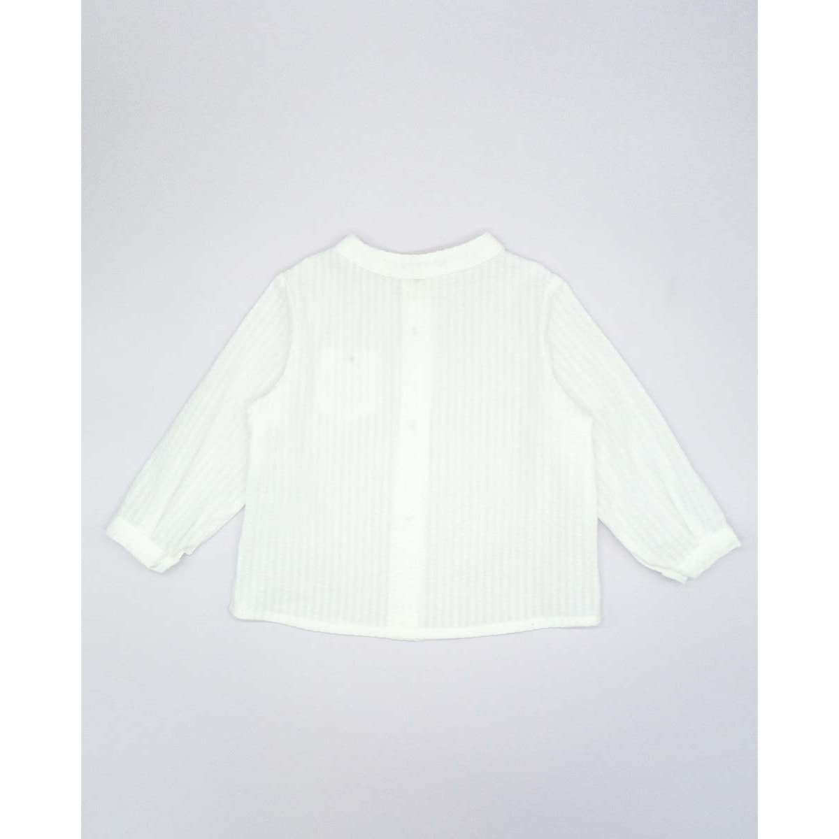 CAMISA SEERSUCKER BLANCO CON BOTON VERDE