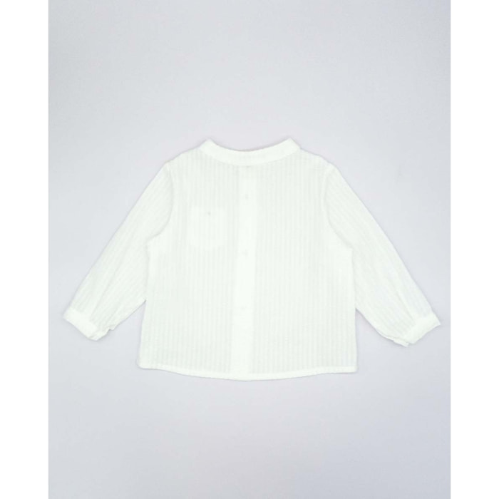 CAMISA SEERSUCKER BLANCO CON BOTON VERDE