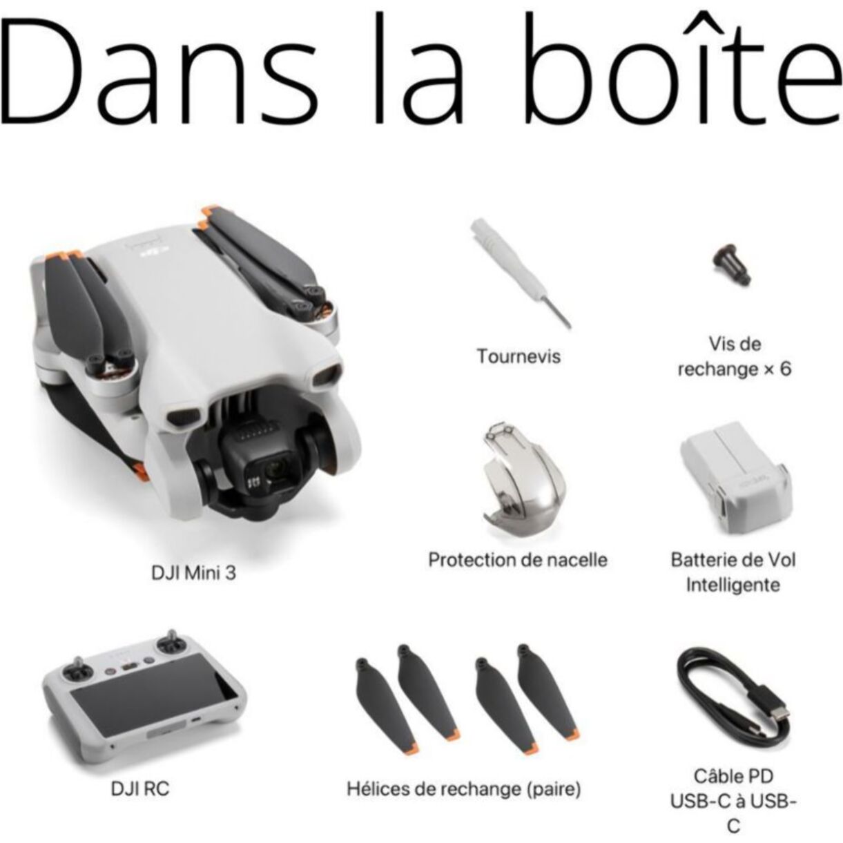 Drone DJI Mini 3 RC télécommande écran