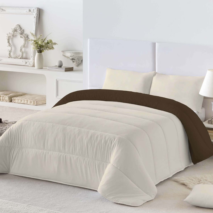 Naturals - Edredón Bicolor - 300 Gr - 100% Microfibra Poliéster - Marrón/Vainilla