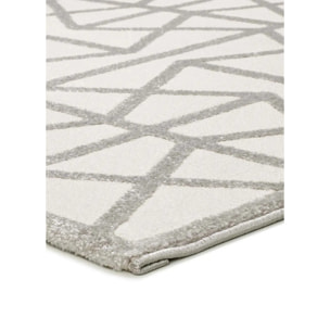 FLORA Alfombra geométrica con relieve en tonos blanco y gris, varias medidas disponibles