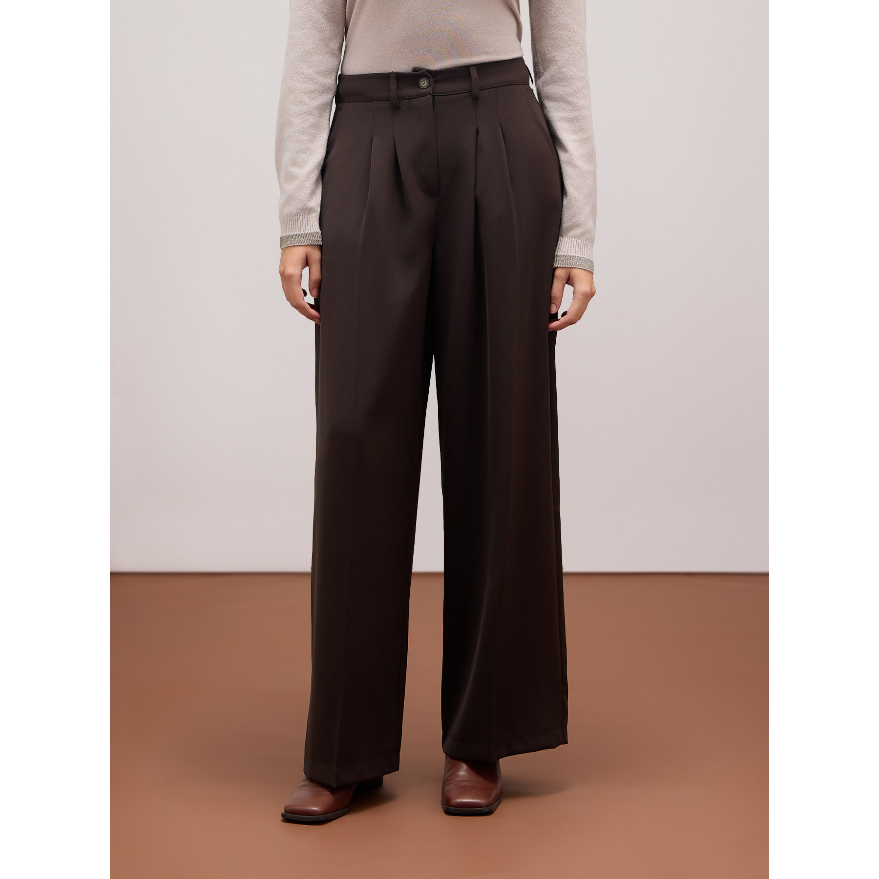 Oltre - Wide leg trousers - Marrón