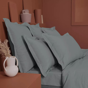 Taie de traversin percale de coton uni anthracite La percale francaise acier