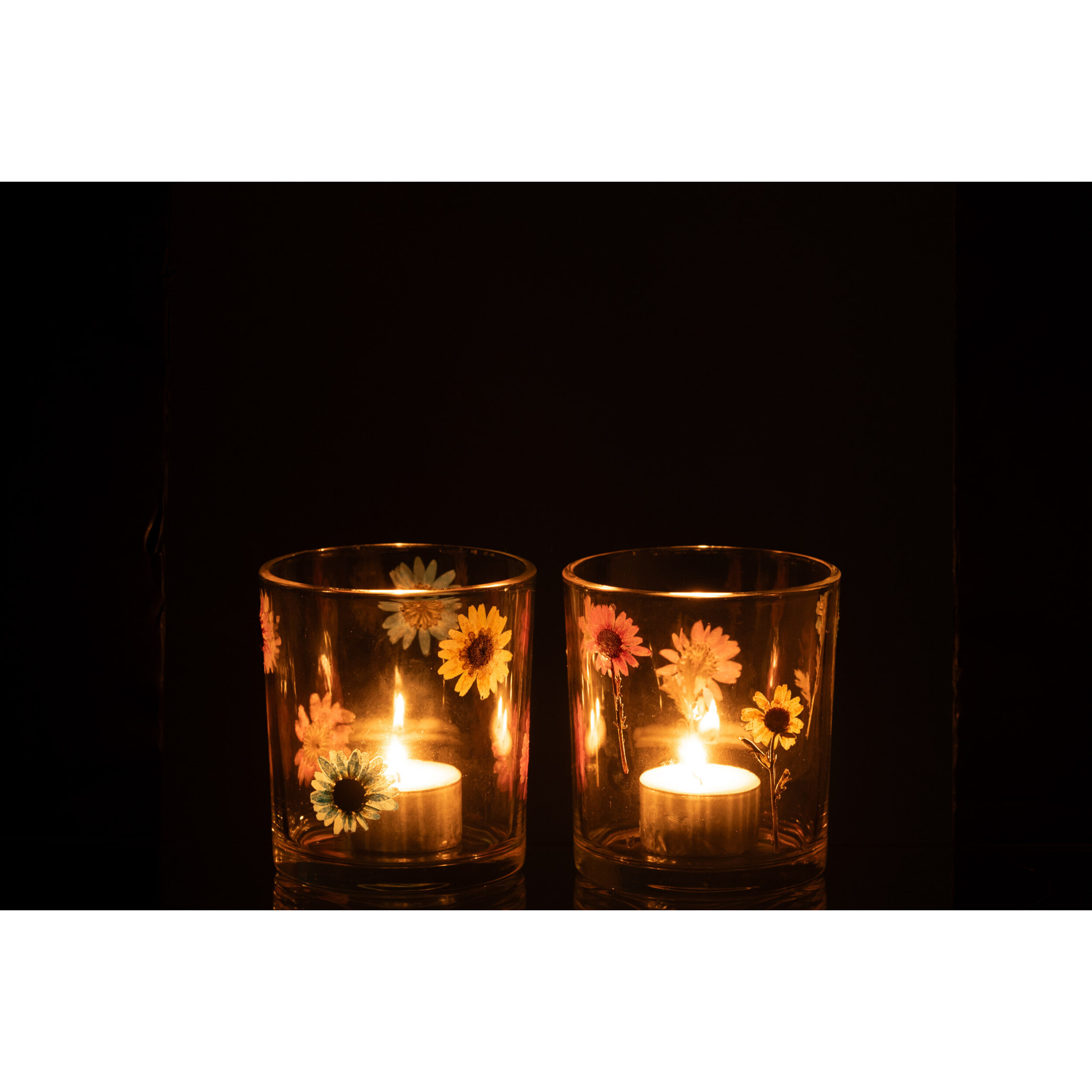 J-Line photophore Posy - verre - transparent/mix - medium - 2 pcs