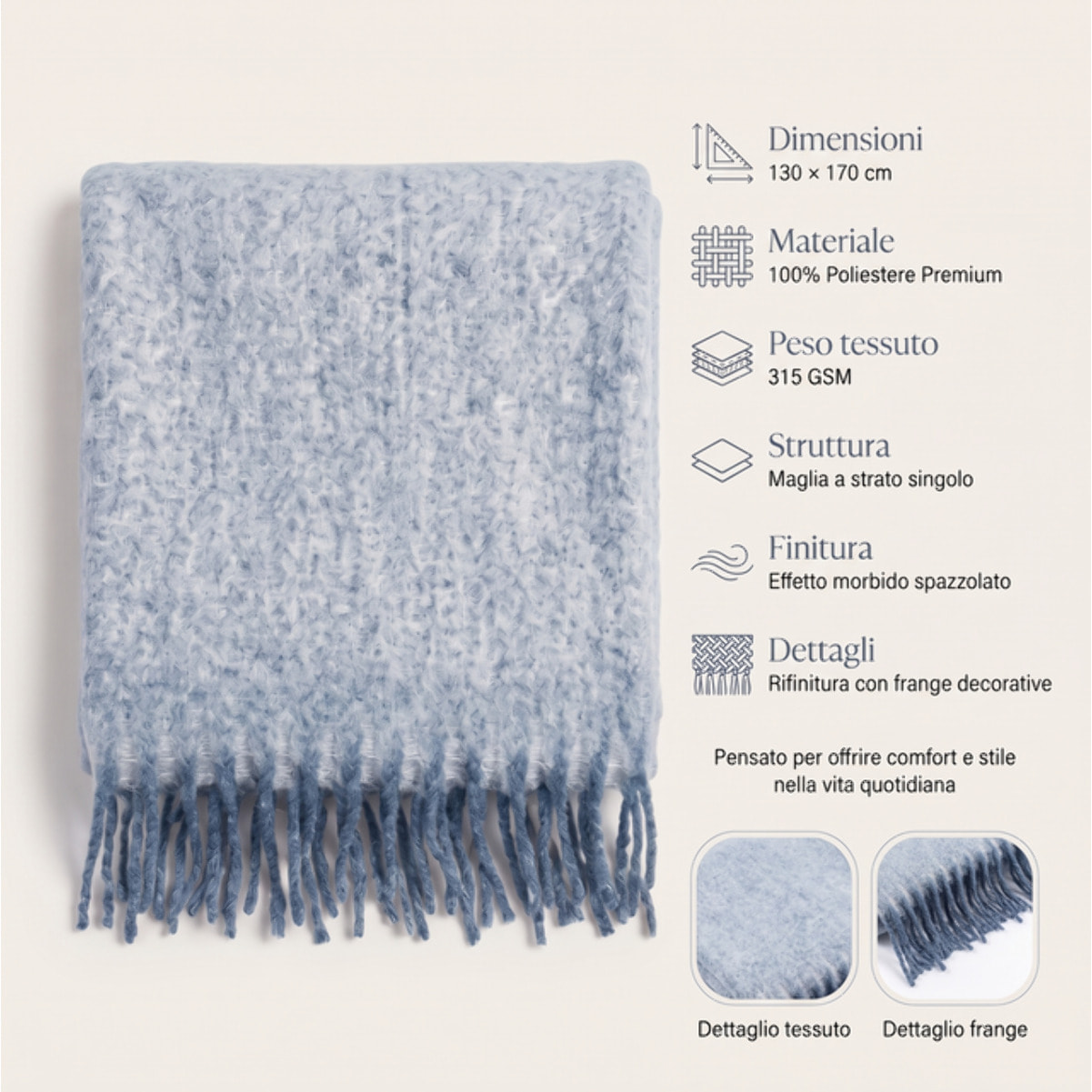Plaid in poliestere - Blu