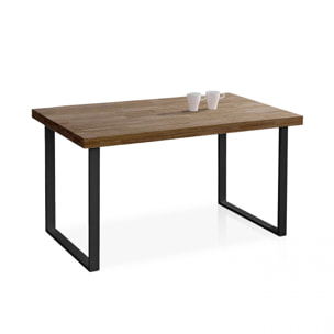 Mesa de comedor de madera de roble boreal y patas metálicas en negro 140x80 cm Natural Roble boreal – Negro
