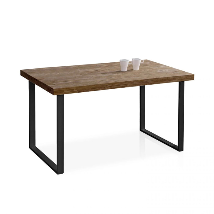 Mesa de comedor de madera de roble boreal y patas metálicas en negro 140x80 cm Natural Roble boreal – Negro