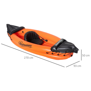 Kayak Hinchable para 1 Persona PVC con Remo y Bomba de Mano 270x93x50 cm Naranja