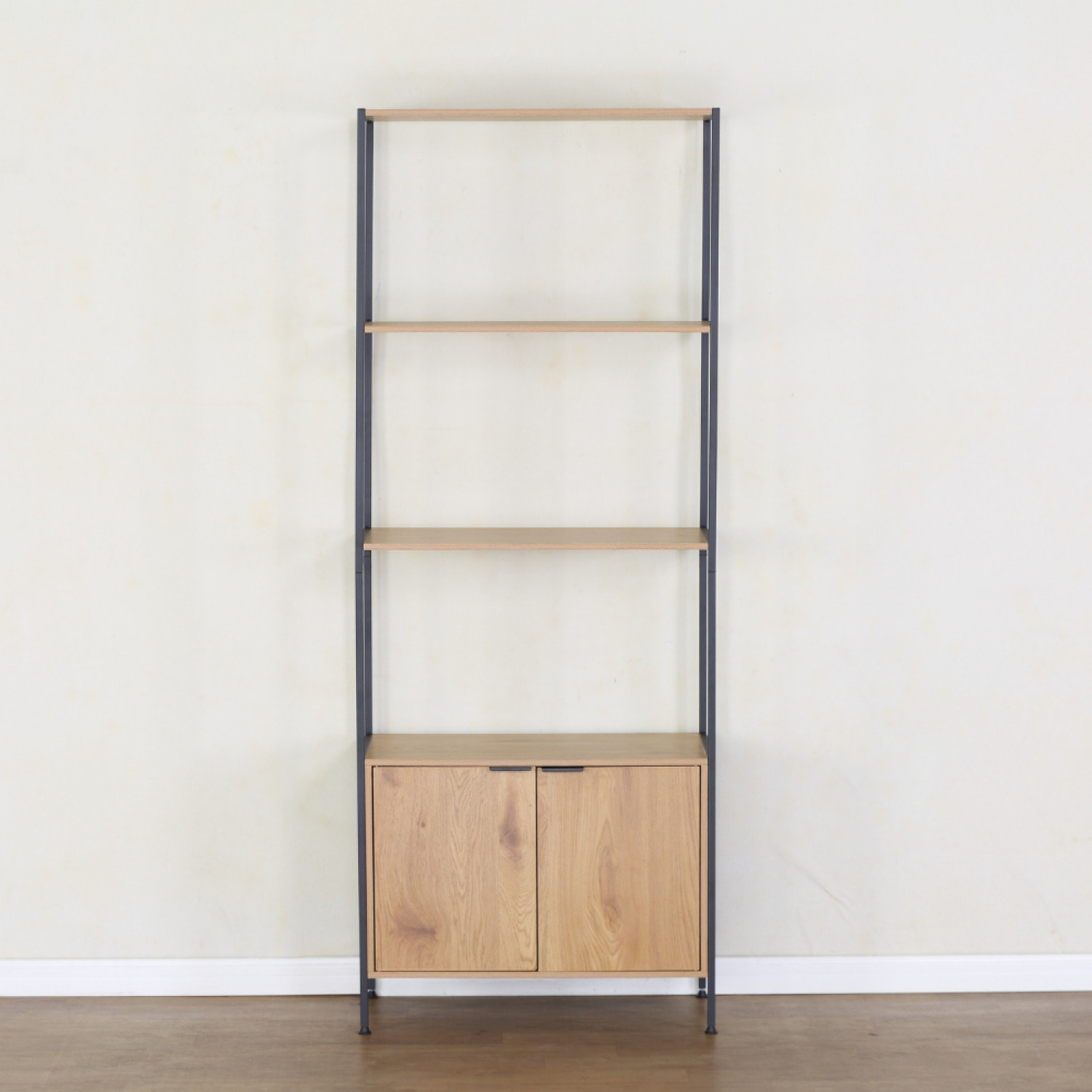 MASSI Etagère 4 rangements et placard 176 cm chêne et noir