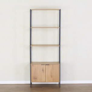 MASSI Etagère 4 rangements et placard 176 cm chêne et noir