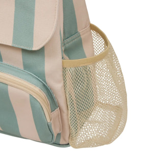 Sac à dos enfant Basco avec pochette isolante 6L rayé vert et beige