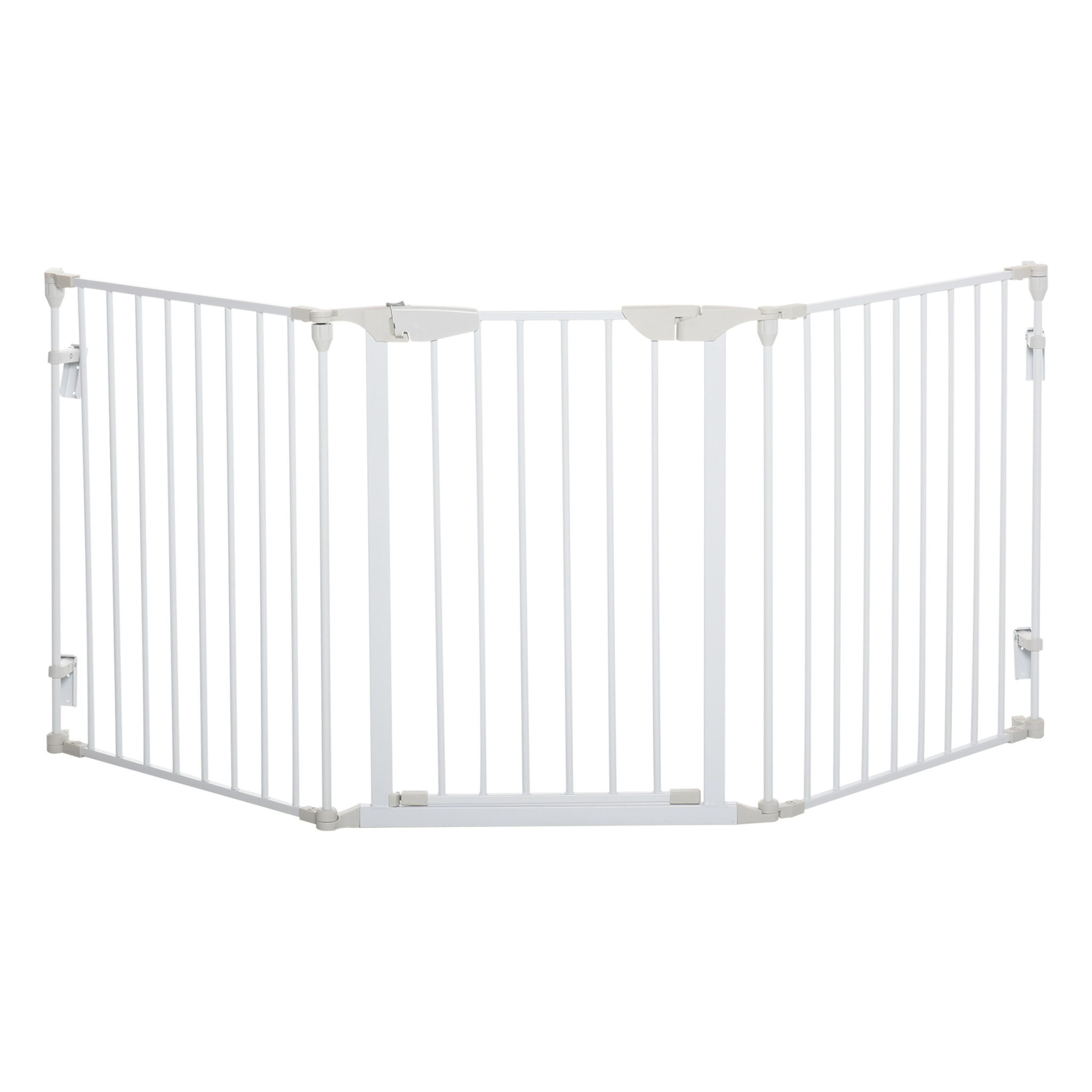 Barrera para Perros Plegable Valla para Mascotas de 3 Paneles con Cierre Inteligente Barrera de Seguridad para Escalera Pasillo 180x74,5 cm Blanco