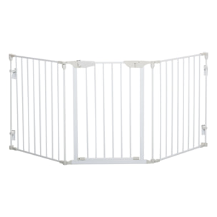 Barrera para Perros Plegable Valla para Mascotas de 3 Paneles con Cierre Inteligente Barrera de Seguridad para Escalera Pasillo 180x74,5 cm Blanco