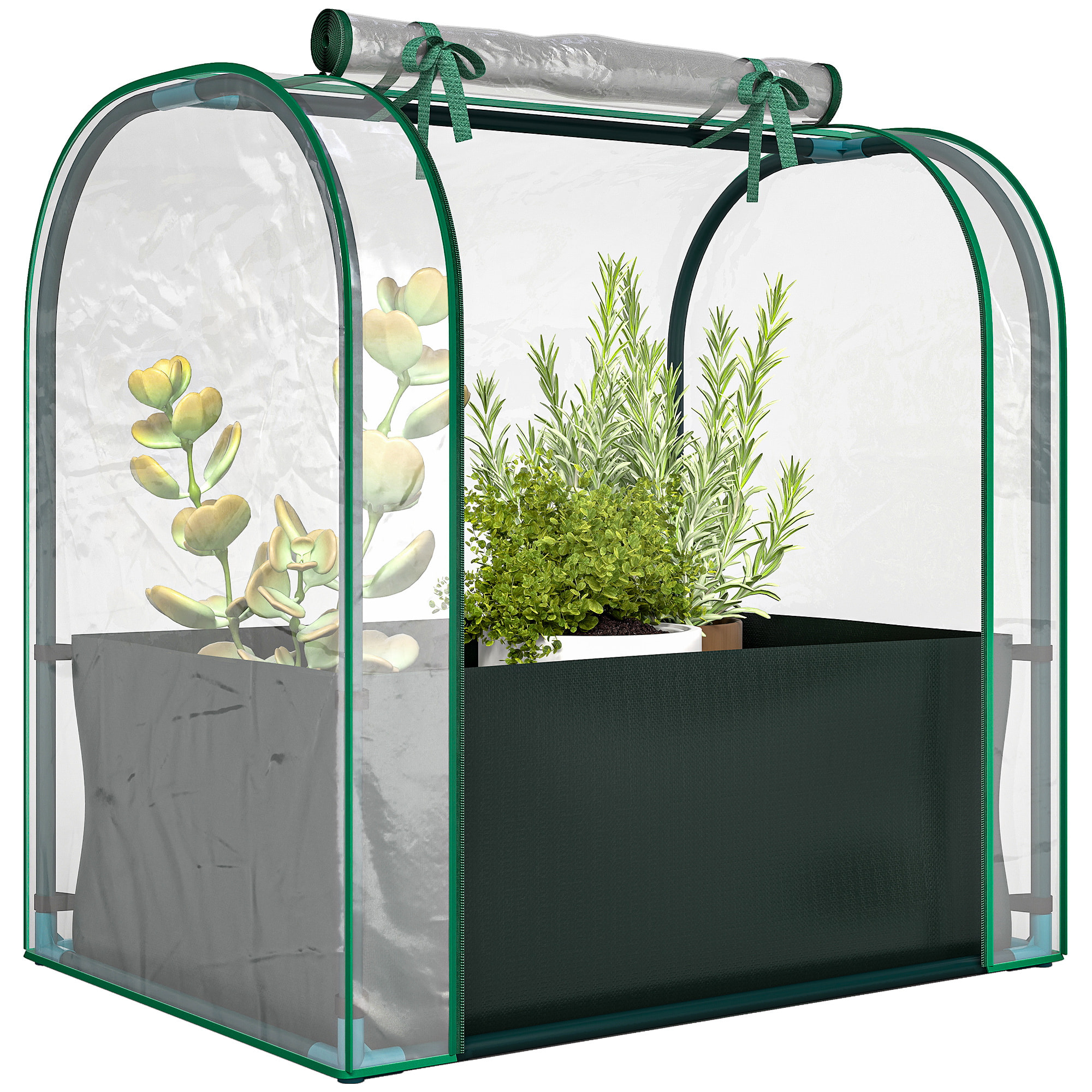 Mini Invernadero con Bolsa para Plantar, 68x50x70 cm, Invernadero Pequeño Portátil para Interior y Exterior con Puerta Enrollable, Marco Acero, Impermeable, para Jardín, Balcón o Patio, Verde