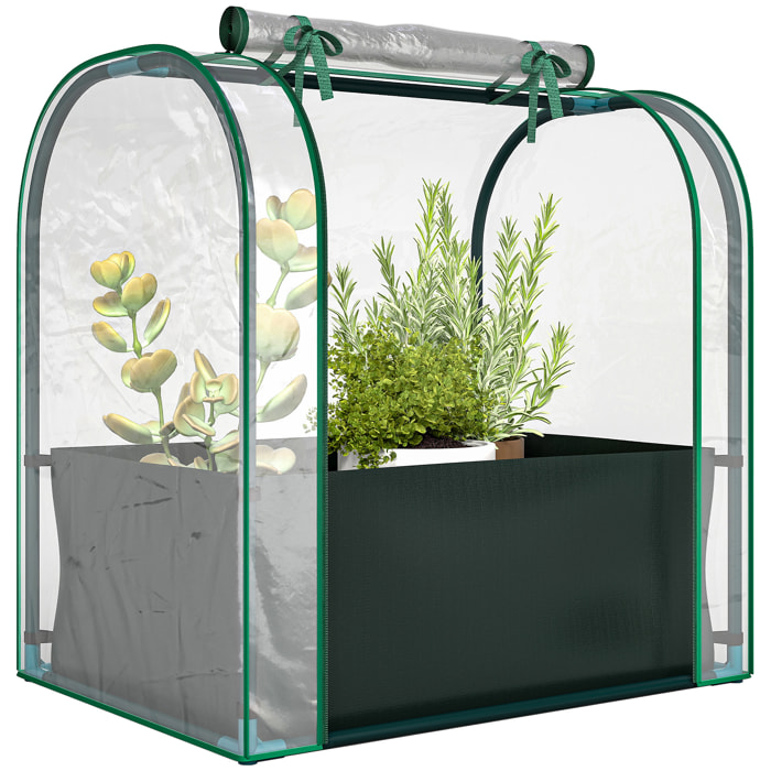 Mini Invernadero con Bolsa para Plantar, 68x50x70 cm, Invernadero Pequeño Portátil para Interior y Exterior con Puerta Enrollable, Marco Acero, Impermeable, para Jardín, Balcón o Patio, Verde