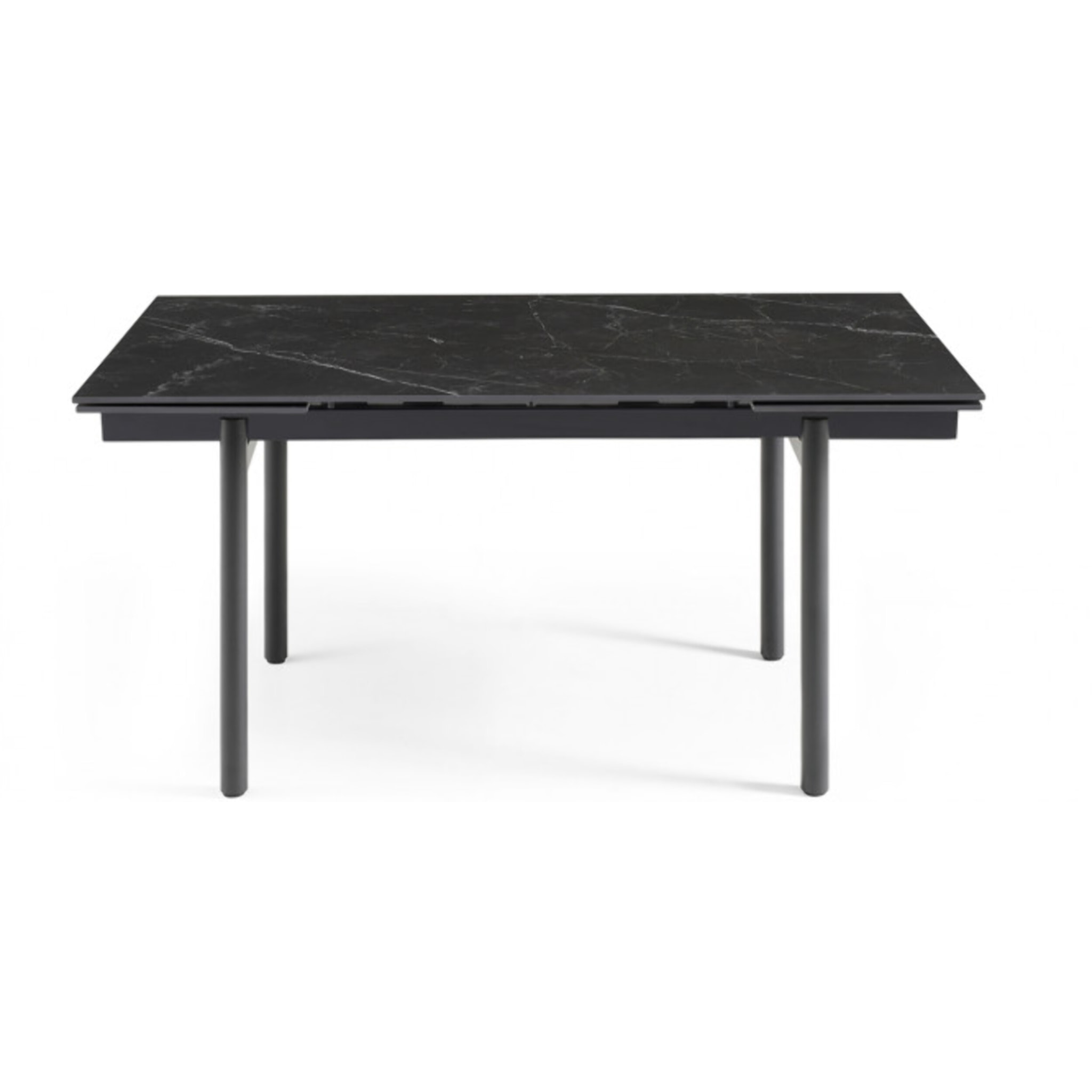 Table extensible en céramique marbré noir L160/240cm pieds métal - UNIK