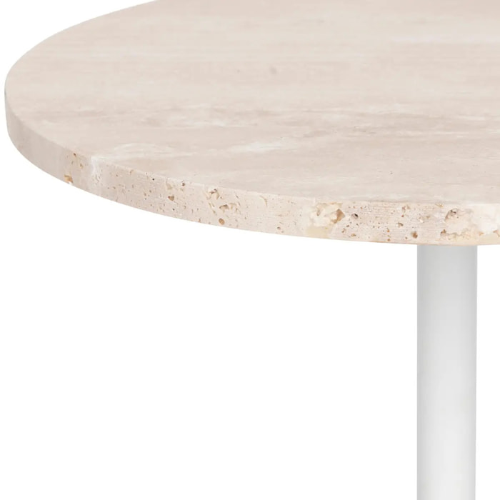 Table d appoint Celen travertin blanc 40x45cm