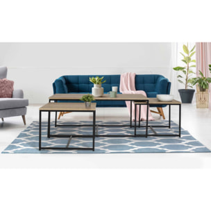 Tables basses gigognes Memphis bois et pieds noirs - lot de 3