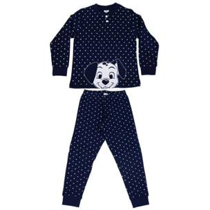 Pigiama Lungo stampa pois Disney Dalmata Blu Lei Disney Multicolor