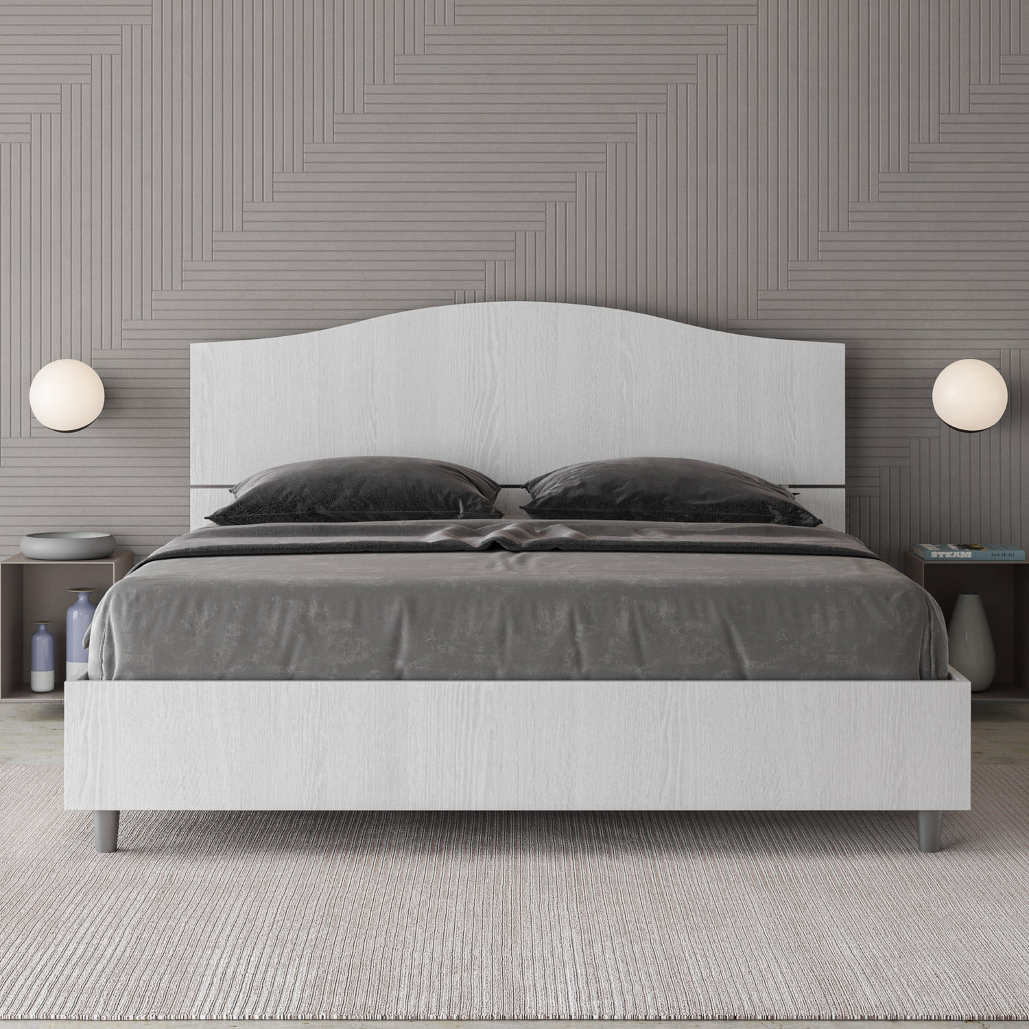 Letto senza rete 160x200 bianco frassino Dores
