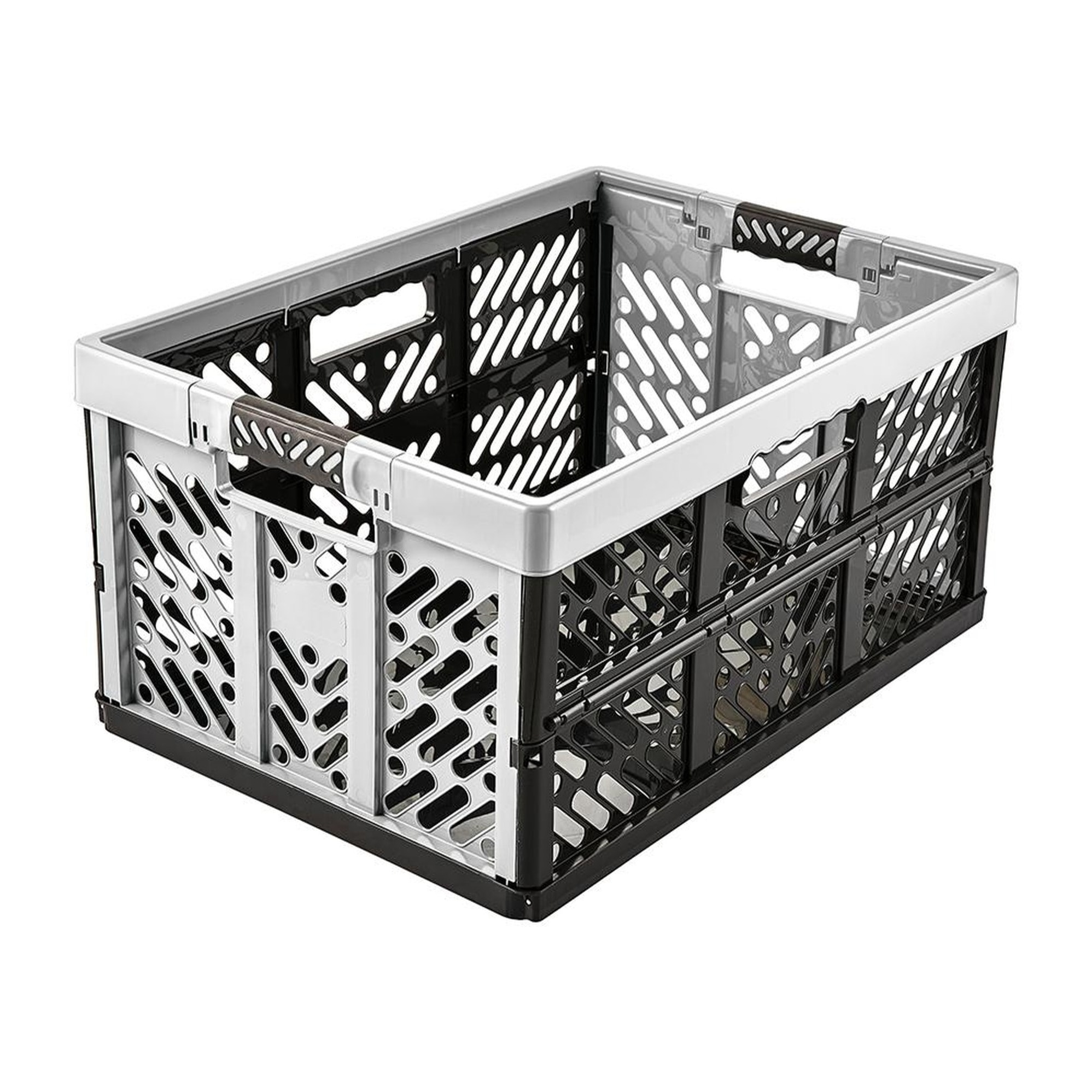 Robusta caja plegable con asas suaves, 54 x 37 x 28 cm, 45 l, ben, gris claro