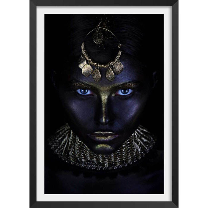 Affiche d'art gold queen Affiche + cadre en bois - Noir
