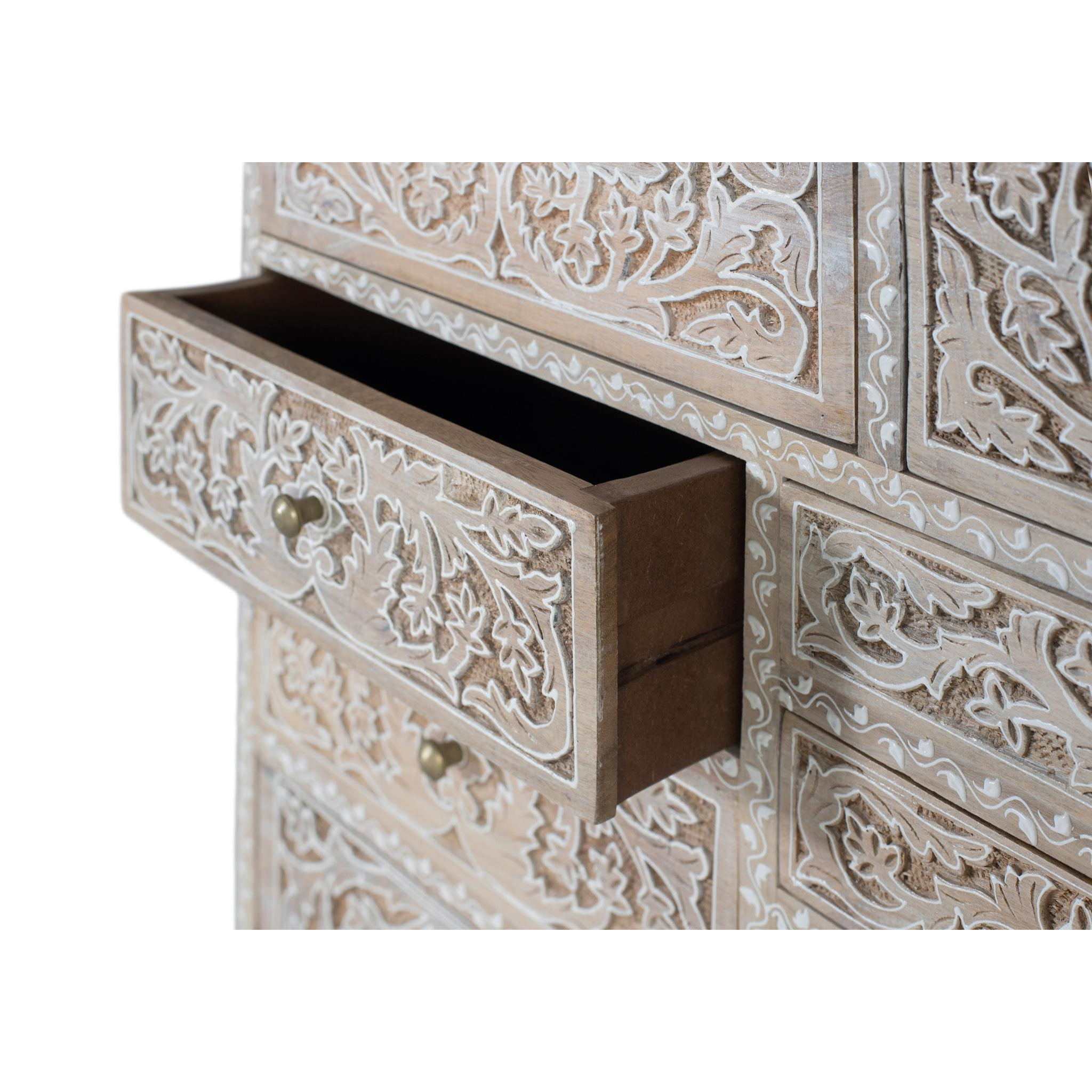 Cómoda de Madera de Mango 70 Cm Estilo Mediterráneo Colonial Moderno