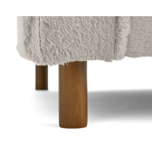 Jake - pouf en fausse fourrure - pieds en bois foncé - Gris clair