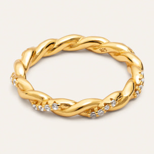 Anillo Tressia Plata Baño Oro