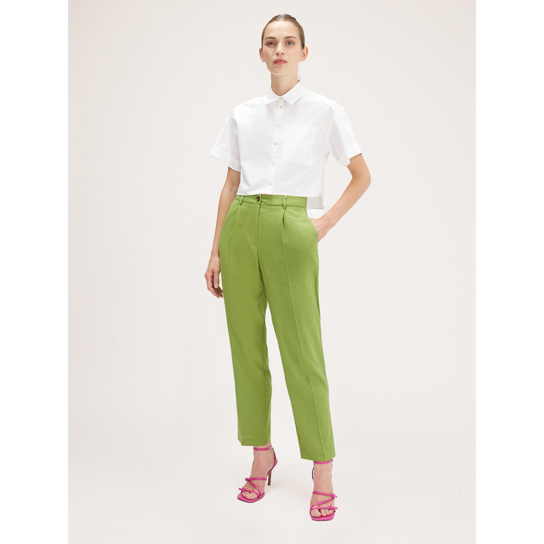 Motivi - Pantaloni carrot misto lino - Verde chiaro