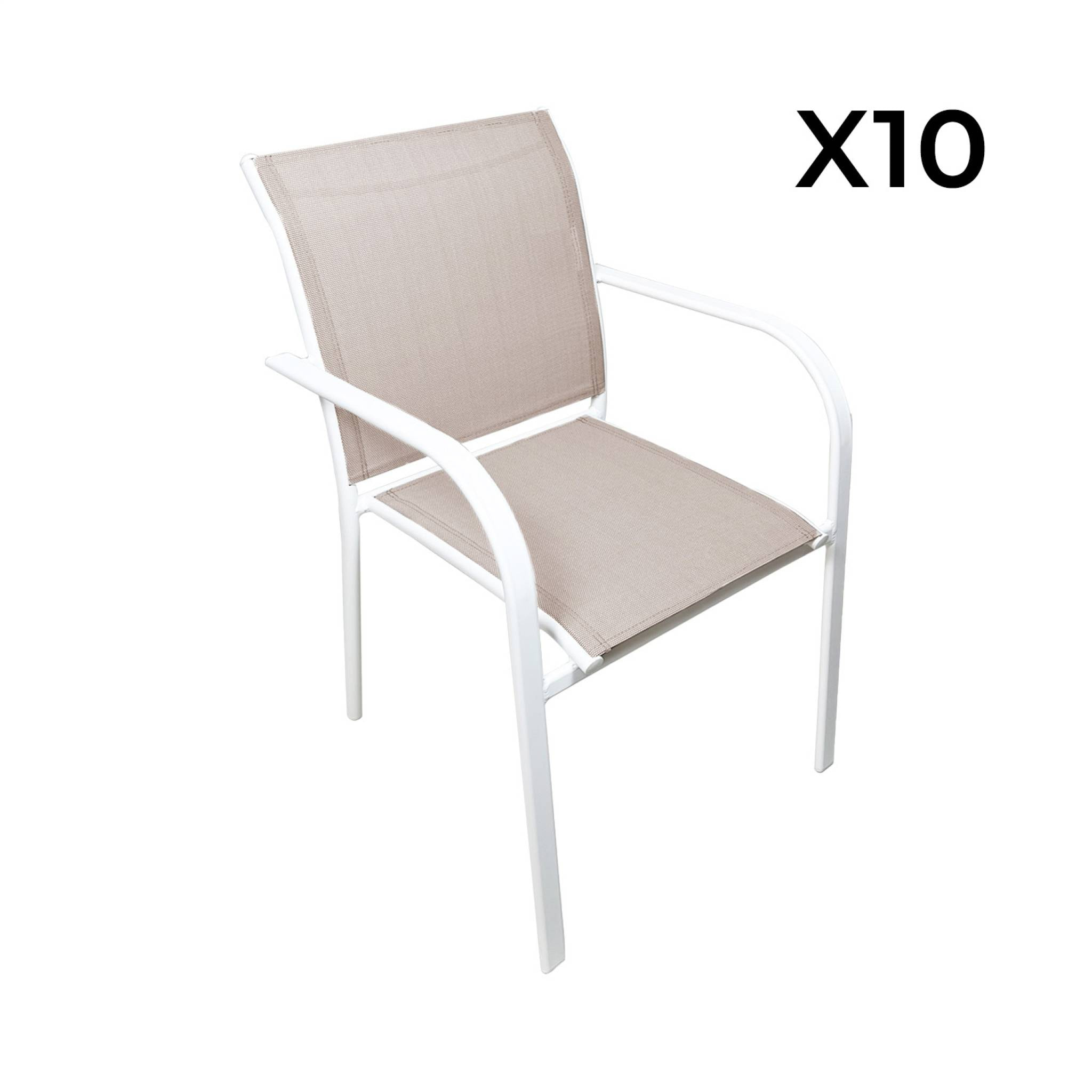 Table de jardin extensible aluminium + 10 assises ELORA + AMARA