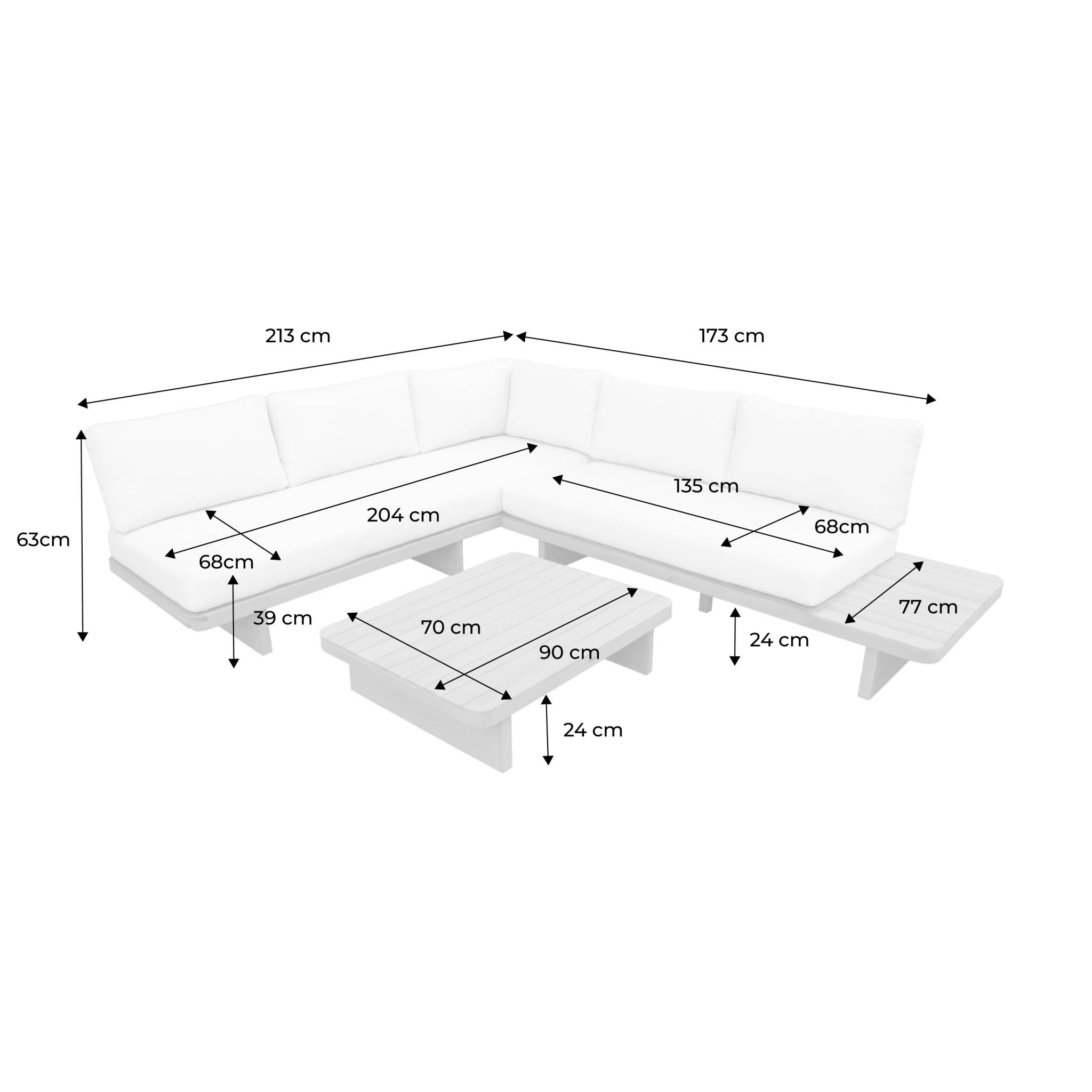 Salon de jardin d'angle bois d'acacia 5 places ZENZU