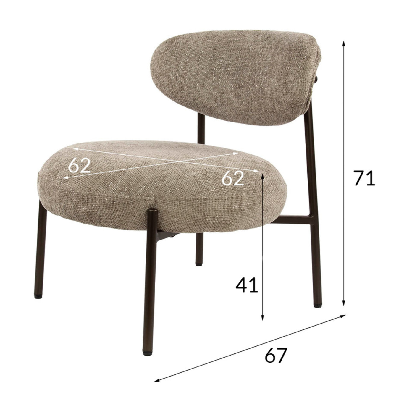 Adelia - fauteuil - pieds en métal - en tissu texturé - Sable