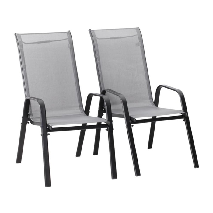Fauteuil jardin Textilène "Cordoba" - Phoenix - Gris clair - Lot de 4