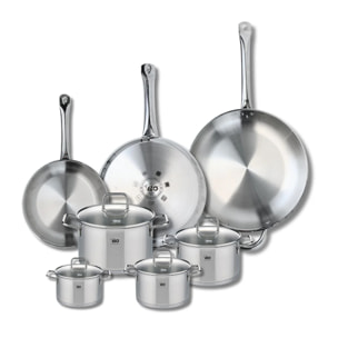 Ensemble de 3 Poêles de cuisson 24, 28 et 32 cm et 4 faitouts 12, 14, 16 et 20 cm Elo Profi Citrin