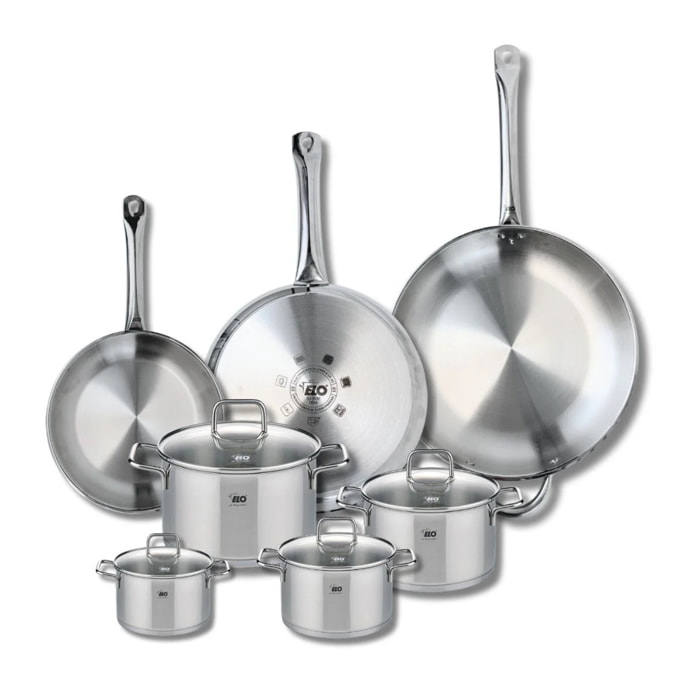 Ensemble de 3 Poêles de cuisson 24, 28 et 32 cm et 4 faitouts 12, 14, 16 et 20 cm Elo Profi Citrin