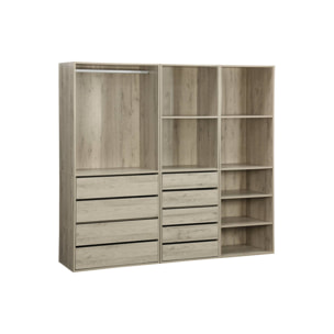 Kit dressing modulable 3 éléments MODULO. naturel. 200 x 45 x 180 cm