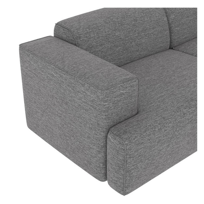 Canapé d'angle droit 3 places Aska en tissu gris foncé chiné
