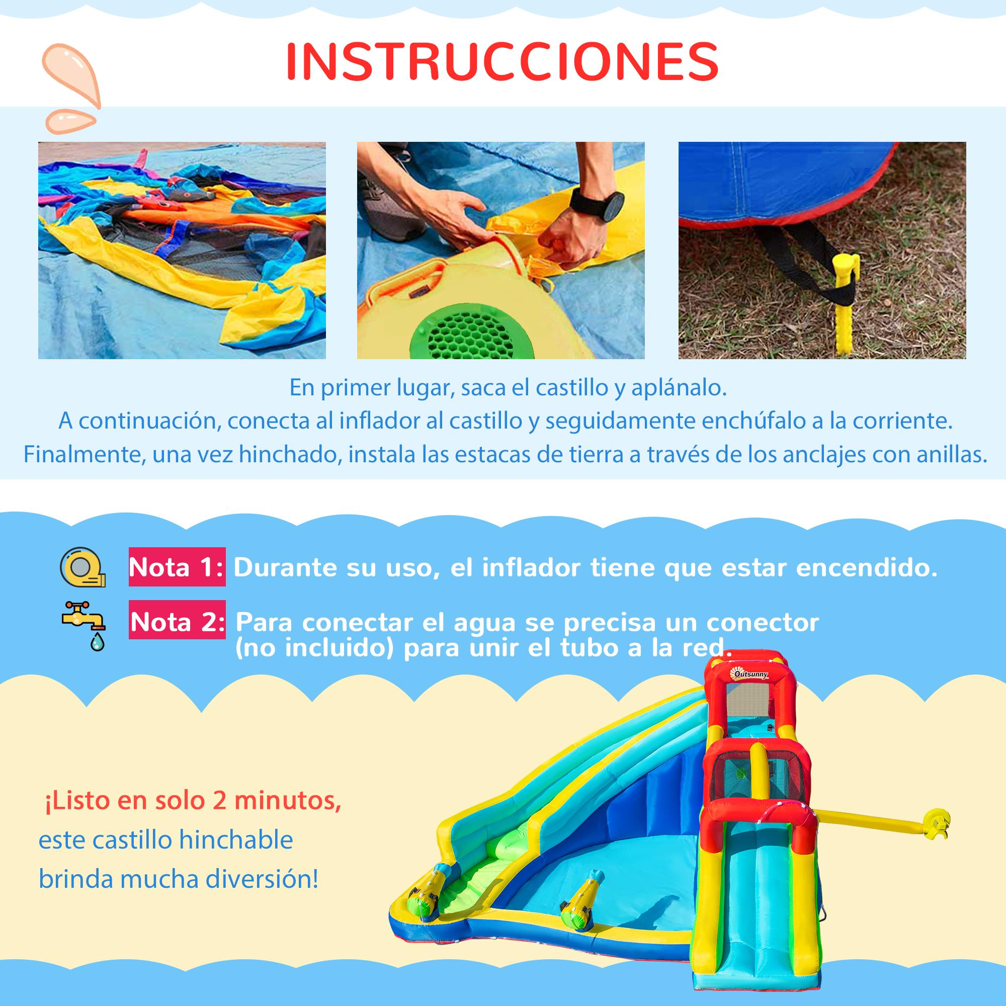 Castillo Hinchable con 2 Toboganes Cama de Salto y Piscina +3 Años 385x365x200cm