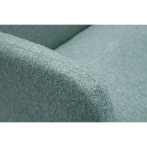 Canapé scandinave 2 places en tissu vert de gris et bois clair ISKO