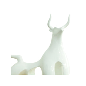 Statue taureau minimaliste blanc en résine laquée H50cm - TODOR