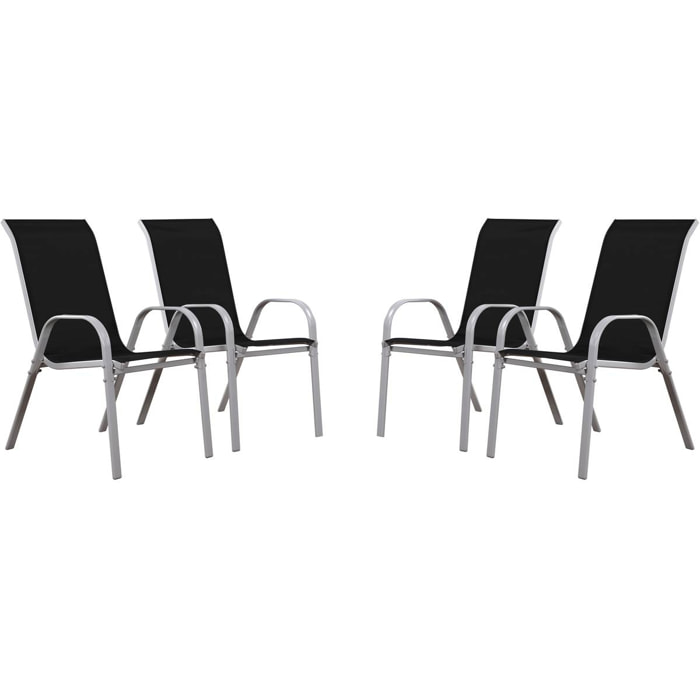 Fauteuil jardin Textilène "Cordoba" - Phoenix - Noir - Lot de 4